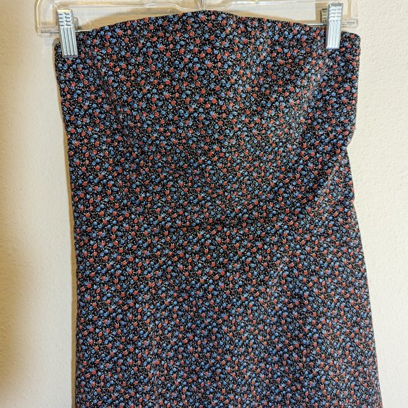 Necessary Objects y2k Vintage Strapless Disty Floral Midi Dress Size M - Picture 2 of 10